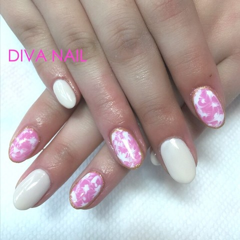 ワンカラー ピンクマーブル 名古屋市千種区東山通 プライベートネイルサロン Diva Nail